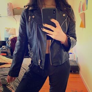 BLANK NYC Black Faux Leather Biker Jacket - M